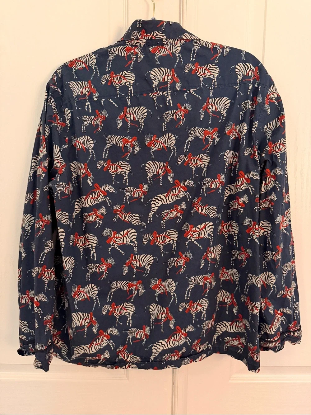 J. CREW M Cotton Poplin Pajama Top Zebra Holiday Party Animal